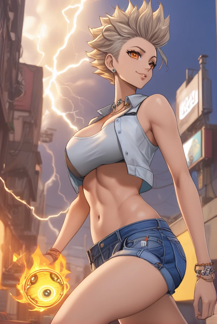 Prompts
Copiar prompts
(giorno:1.7), plein-air, Street,cyber punk_CityView, (very detailed background), dynamic pose, , dynamic angle, Unripe_eyeballs, Orange fire_frizzy wavy hair silver short mohawk silver dakini hair, (((clear_Skinned, melhorar, jewerly,cropped shirt, shorts jeans))), navel cutout, ((below the chest)), 1 girl, There is + Jinx 20 years old ,comely Finger,comely long legs,comely body,comely Nose, perfect eyeballs, perfect Face,(comely detailed aqua eyeballs),((mature woman:1.1)),((milf:1.1)),make up,parted lips,(shiny Skinned:1.1),(perfect female body:1.2),(gorgeous detailed Skinned),(detailed cabelo), looking ahead at viewer, seducing smile, naughty Face, tongue sticking out, lightning strike_tracing,details Intricate,Depth of field, extremely delicate and comely, (comely,big fit ass_breastsout:1.4), (comely_Face:1.5),