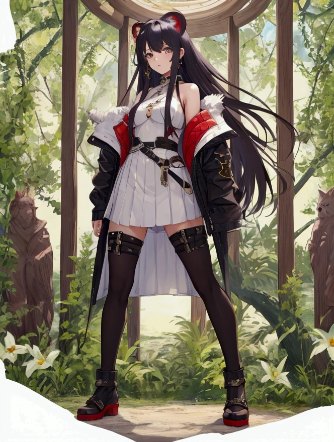 Highest quality, masterpiece, Ultra-high resolution, female、Grown-up、cool、Lonely、Beastman、Standing on a hill