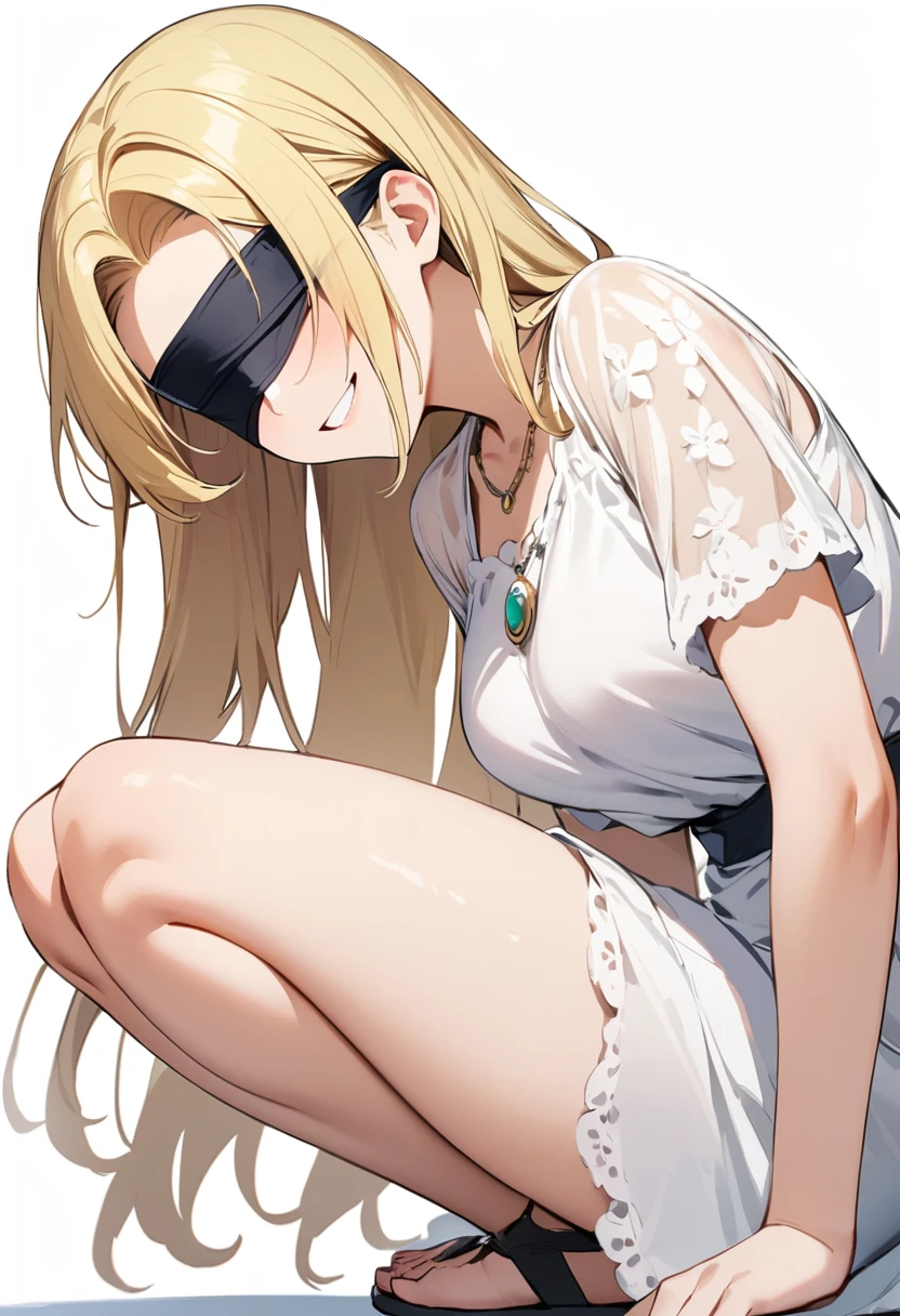 1 girl, detailed blue eyes, lange wimpern, detailed beautiful face, 4k quality, Long twintails, (Long blonde hair:1.4), (arms behind back:1.3), Red rope, blushing, (Big breasts:1.6), (white bikini, black high heels, 18 jears old:1.6), OTN, Gag, gagged, shibari, bondage, sitting on a beach, sitting in a chair, erhobene Augenbrauen, pralle Brüste, Front View of girl, detaillierte nah aufnahmen