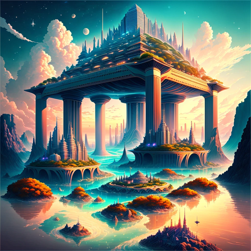 Best Quality，8k，A city in the sea，Underwater metropolis，Anime Art，mysterious，universe，Super huge structure，Skyscrapers，cyber punk，ＳＦ，超巨大Nature，Super huge torii，Multidimensional，A world beyond imagination，High Dimension，Fantasy，future，Different space，Nature，romantic，universe，A world beyond imagination，Dream world，New World，Huge river，masterpiece，最高masterpiece，perfection，