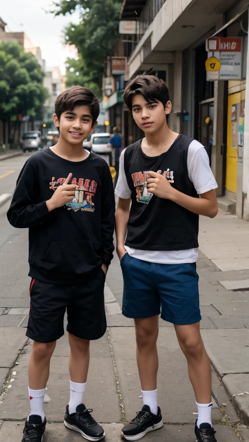 TWO YOUNG  WIITHE BOYS 17 YERAS OLD  LAUGTHING AT THE STREET 