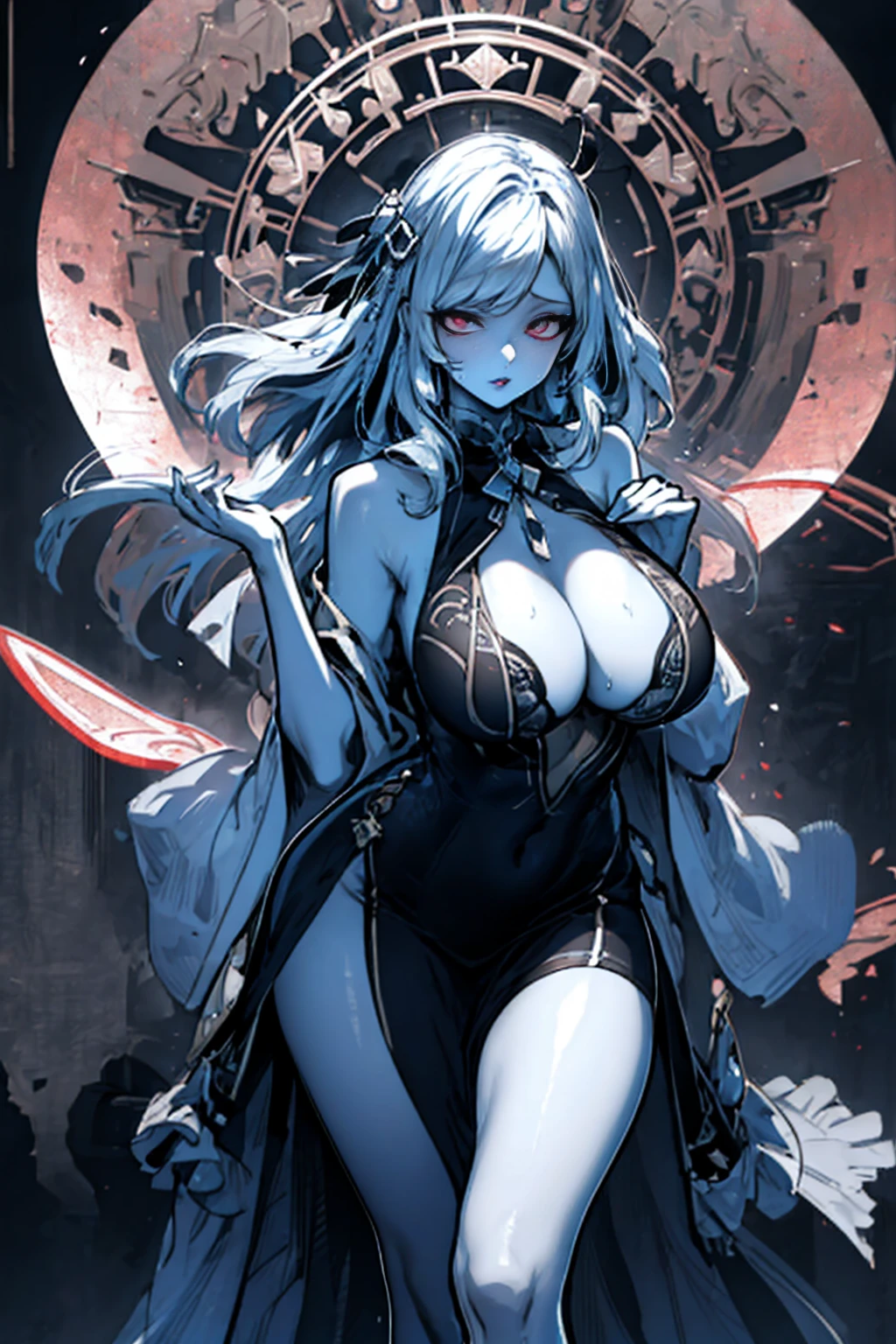 Fantastic Island,Ruins of an ancient civilization,Flying Ship,Flying Whale,flying fairy,(Highest quality,Extremely detailed depiction,Incredible high resolution,Anatomically accurate depiction,Nice hands, Perfect Fingers,Curvy Legs),(Glowing Skin,Glowing Skin),A fantastic goddess in a gorgeous outfit,There is cleavage in the chest,Glossy Lips,Sweat,Young and beautiful woman,background:A mysterious sight,Fantasy