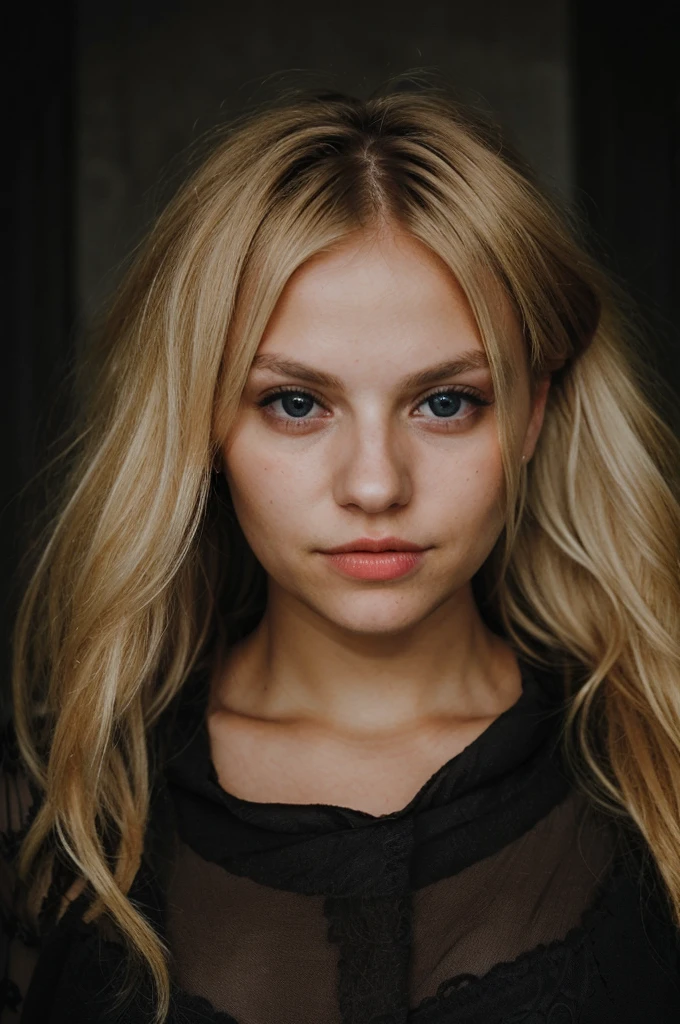 super cute blonde woman in dark theme