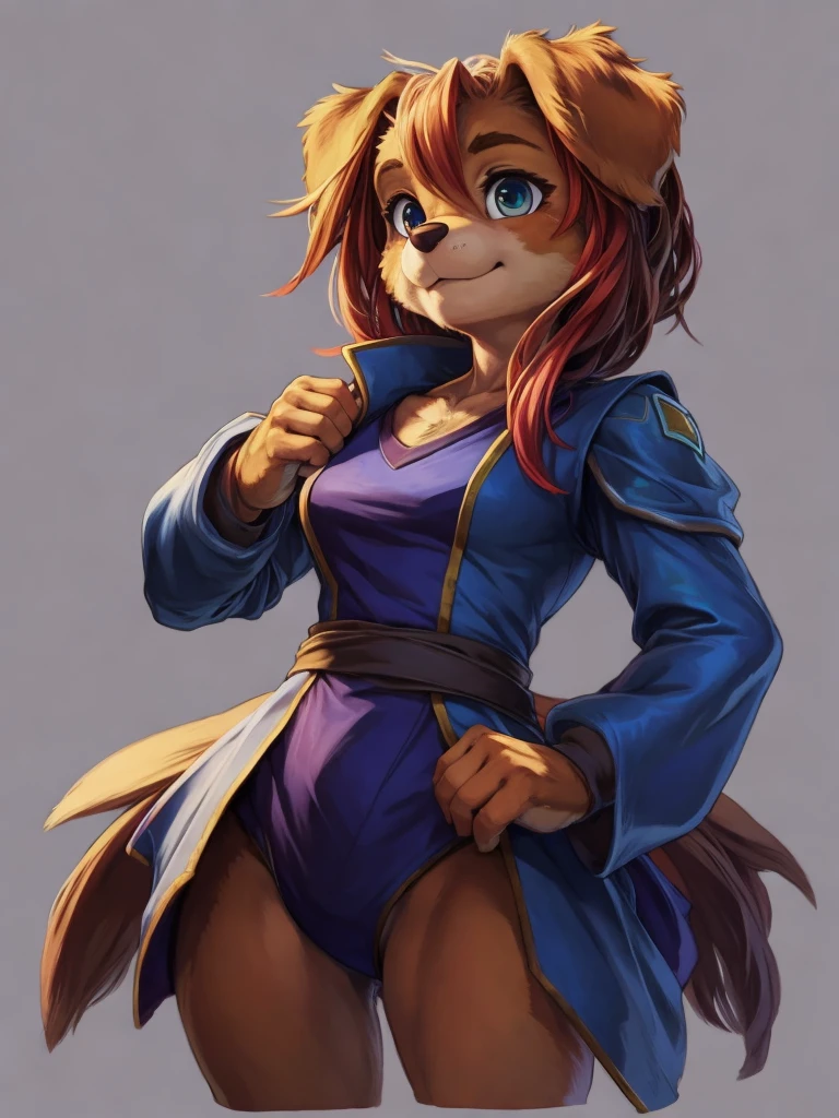 (masterpiece), (best quality),Woman ((anthro)) , (dog girl),1girl,solo,(sharp focus),((look at viewer)),face focus,BREAK liberty, dog, paw patrol,(rogue outfit), perfect eyes,dr comet,pochincoff,Pixelsketcher, (mayosplash), (wamudrawasterpiece),cutesexyrobutts, hioshiru,kingbang,(old school fantasy art),((simple background:1.0)),gray background