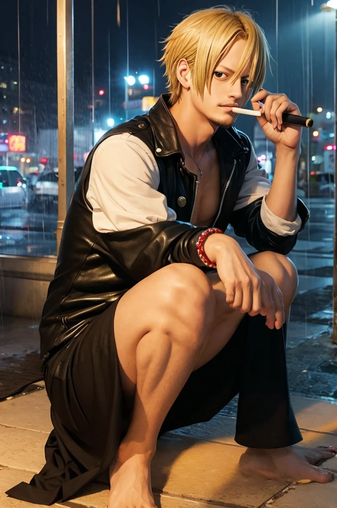 ONE PIECE Sanji cigarette rain