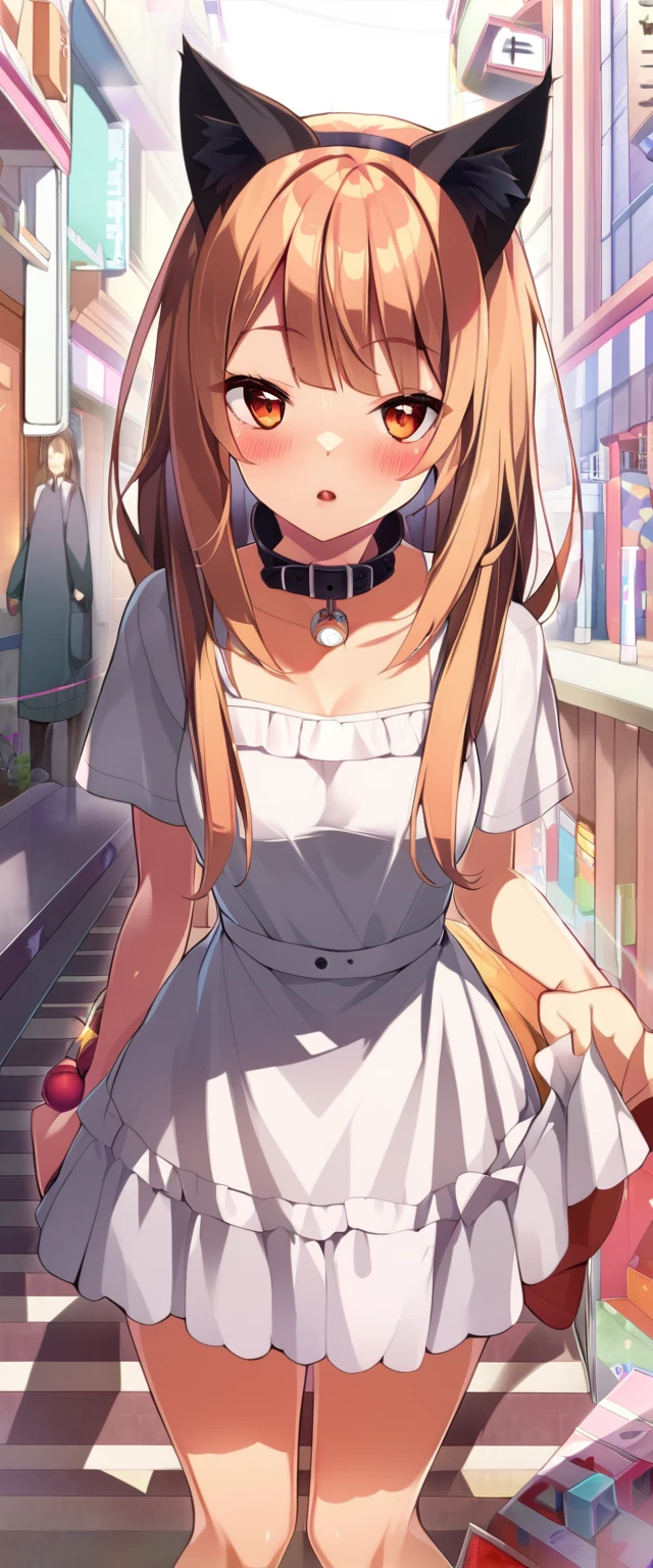 one girl, cat ears, naive, collar