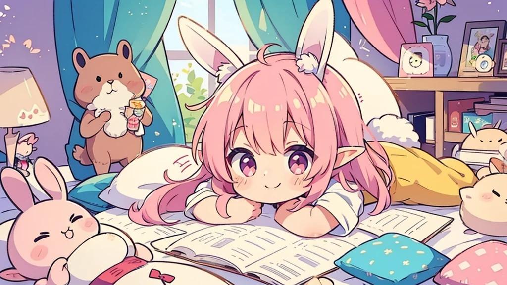 Bunny ears、Chibi Elf、Chill out、Pink and pop room、 smile
