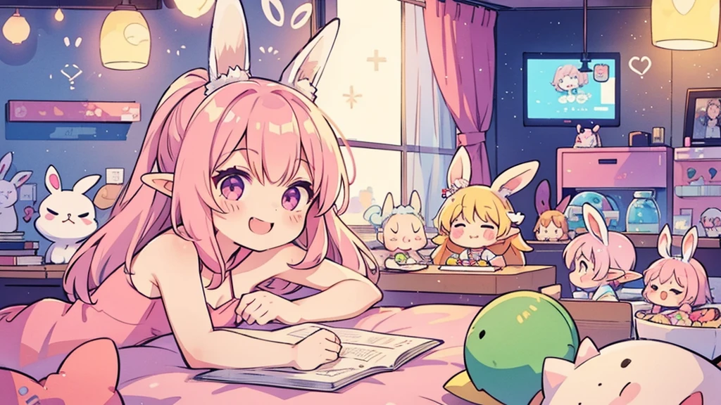 Bunny ears、Chibi Elf、Chill out、Pink and pop room、 smile