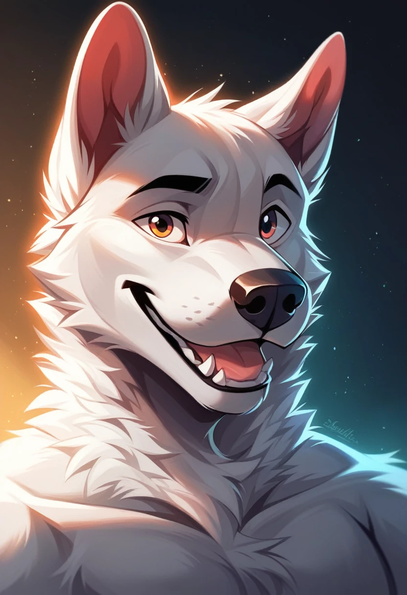 solo male, white greyhound dog furry, dog, mouth open, smiling, red fur, Black fur stripe, netral, Traumatized face, dynamic lighting, illustration, beautiful, particles (high quality,4k,8k,highres,masterpiece:1.2), ultra-detailed, impressionistic:colorful,]