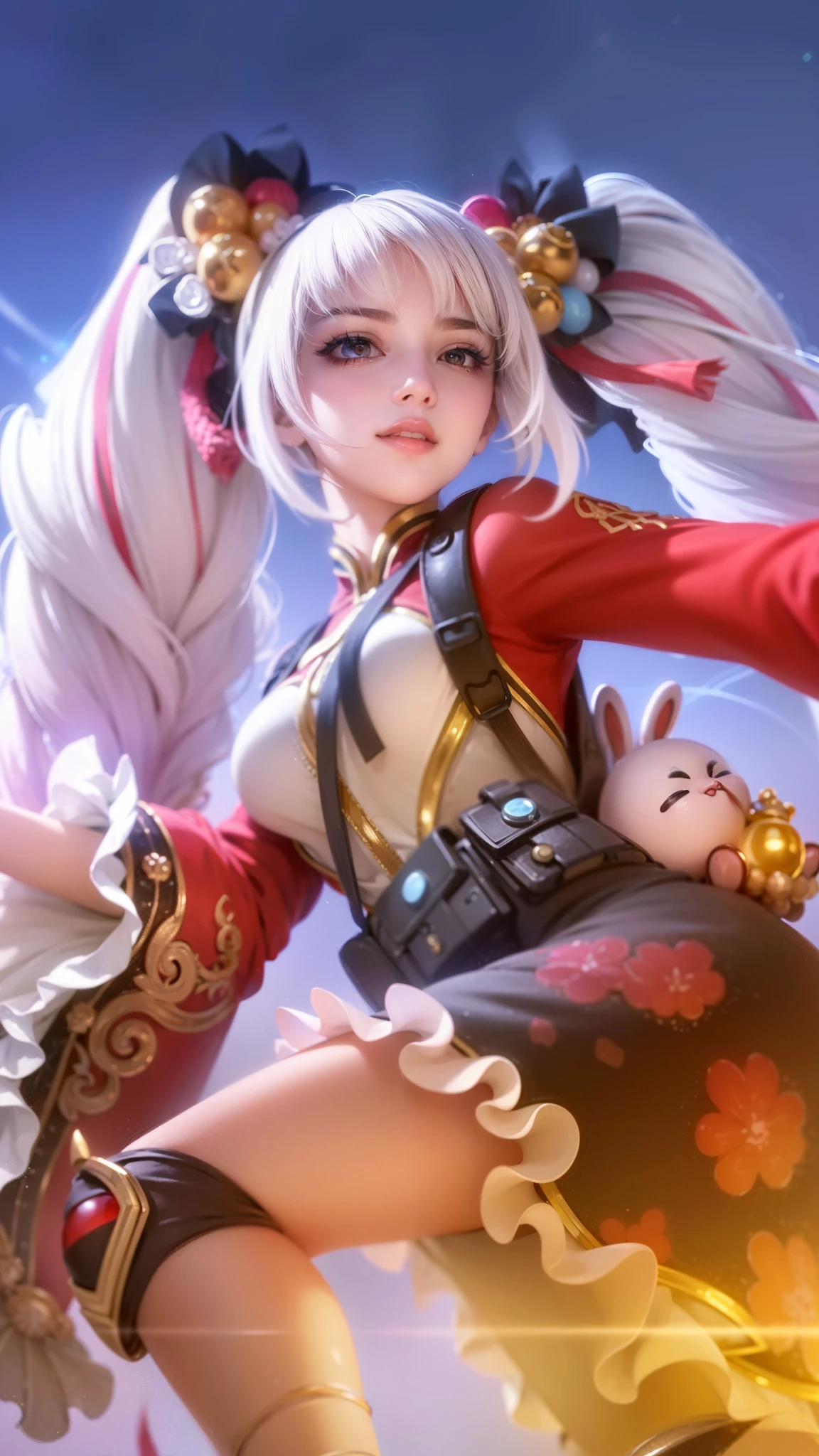 (8k, RAW photo, photorealistic:1.25) ,( lipgloss, eyelashes, gloss-face, glossy skin, best quality, ultra highres, depth of field, chromatic aberration, caustics, Broad lighting, natural shading,Kpop idol) looking at viewer with a serene and goddess-like happiness, smile.
