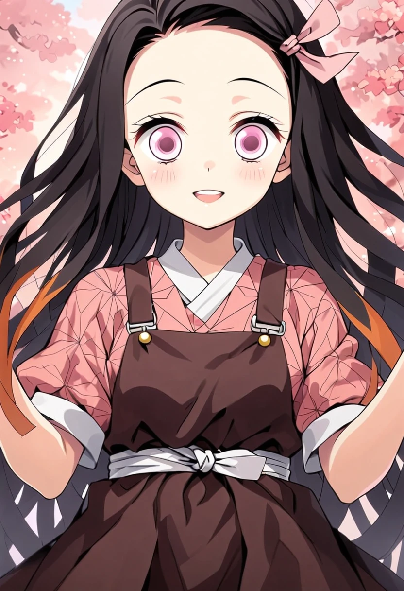 official style, kamado nezuko, kimetsu no yaiba, very aesthetic, best quality, intricate, overall detail, 1 girl, standing, happy, simple background, facing the front, straight-on, close to viewer, cowboy shot, face focus, intricate, hyper-detailed, 100-layer, {{{{ultra-high resolution}}}}, official style, kamado nezuko, kimetsu no yaiba, very aesthetic, best quality, intricate, overall detail, 1 girl, standing, happy, simple background, facing the front, straight-on, close to viewer, cowboy shot, face focus, intricate, hyper-detailed, 100-layer, {{{{ultra-high resolution}}}}, {{{hi-vision anime}}},	