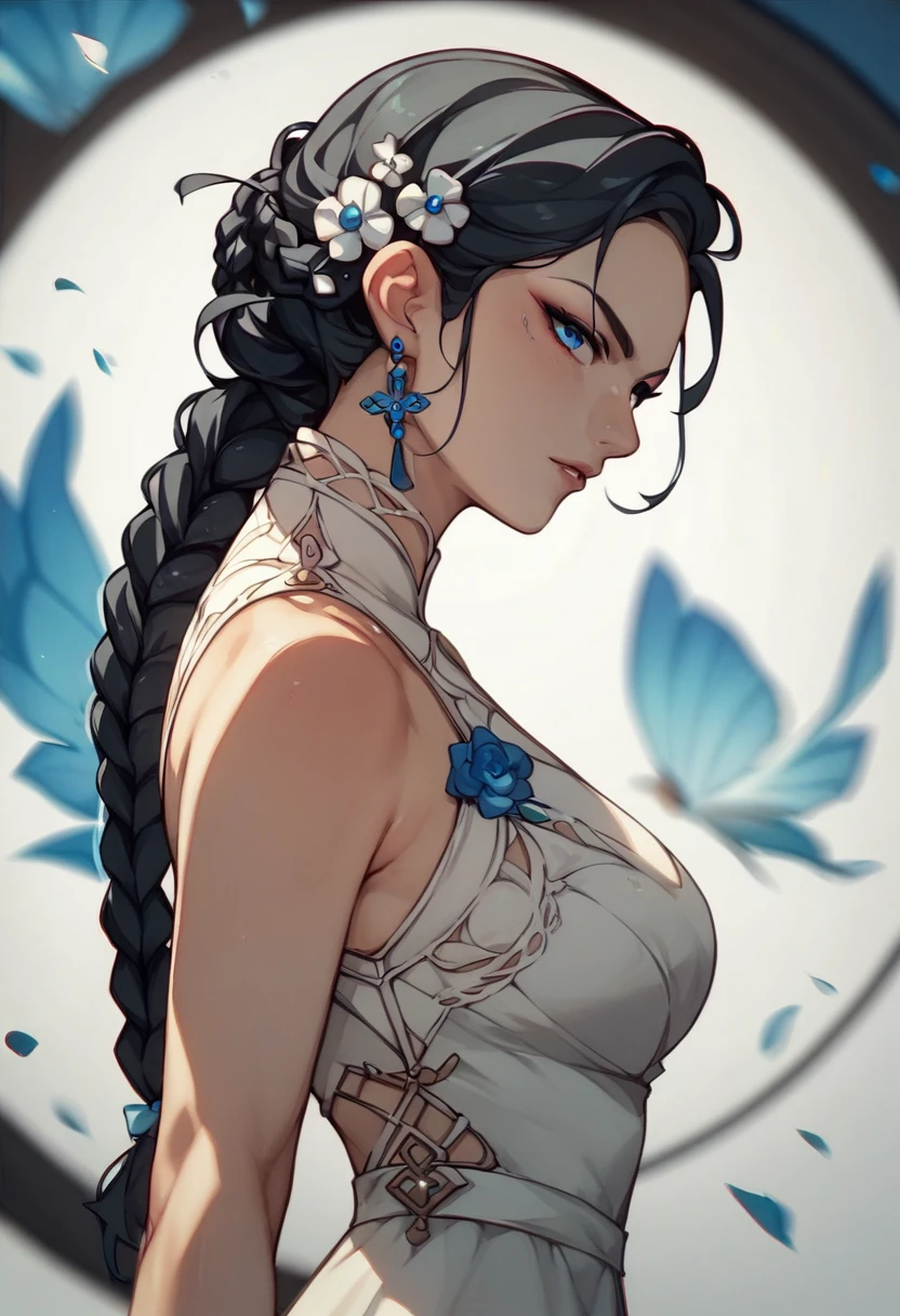 Highest quality、High resolution、Detailed Background、Beautiful face in every detail、Anatomically correct、Detailed facial expressions、fine grain、((From the side))、((One Girl))、Chibi Girl、 Black Hair、beautiful clear big blue eyes、Braided Bob、Sleeveless dress、The background is a flower bed、Very angry、Throw a punch at the audience、(Motion Blur:1.5), (Blurred hands:1.5)