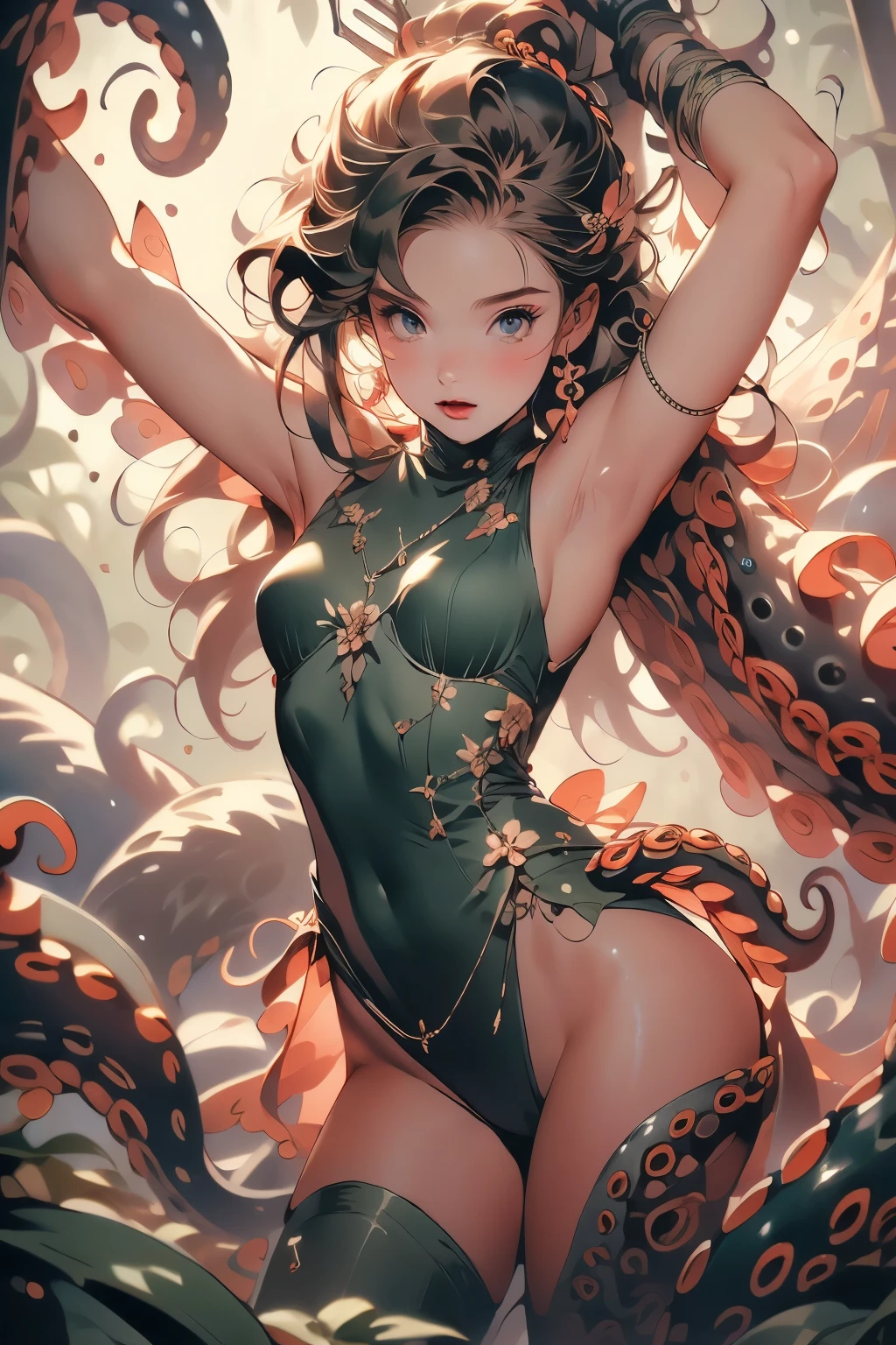 ((best quality)), ((masterpiece)), (detailed), 1 fairy girl, off-shoulder sweater, a fairy, fairy girl, winged pixie girl, girl fairy, various different types of insect wings, small breasts, NSFW,Covered with tentacles, encoiled by tentacles, Tentacles around the body, many tentacles, captured by tentacles, bound by tentacles, trapped by tentacles, Fine details,Tentacled,Tied with tentacles, roaming tentacles, drooling,Crying,horrified expression, panic, fight for survival, Detailed body,Full limbs,NSFW, being pulled into a flower, wild environment, jungle, terrifying floral environment, horrific nature, predatory flora, fairy catcher, fairy trapper, fairy catcher plant, fairy trapper-plant, fairy catcher flower, fairy trapper-flower inspired by carnivorous plants; a plant occupying the equivelant evolutionary niche as a spider would