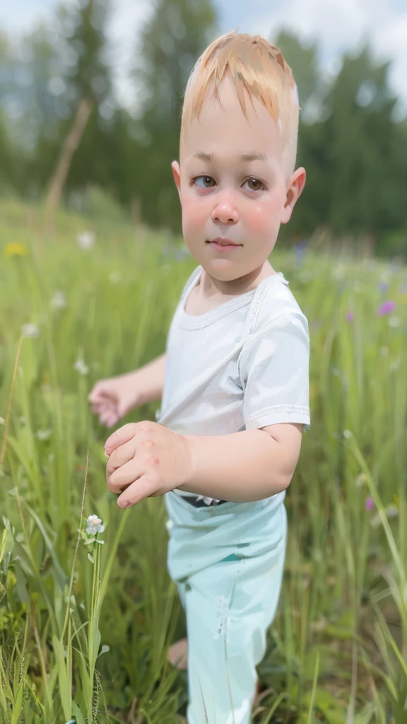 Create a character. Little Ilya Muromets, koasives, Brown eyes, Red hair.