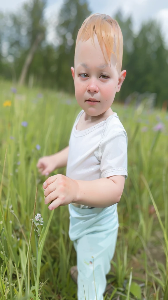 Create a character. Little Ilya Muromets, koasives, Brown eyes, Red hair.