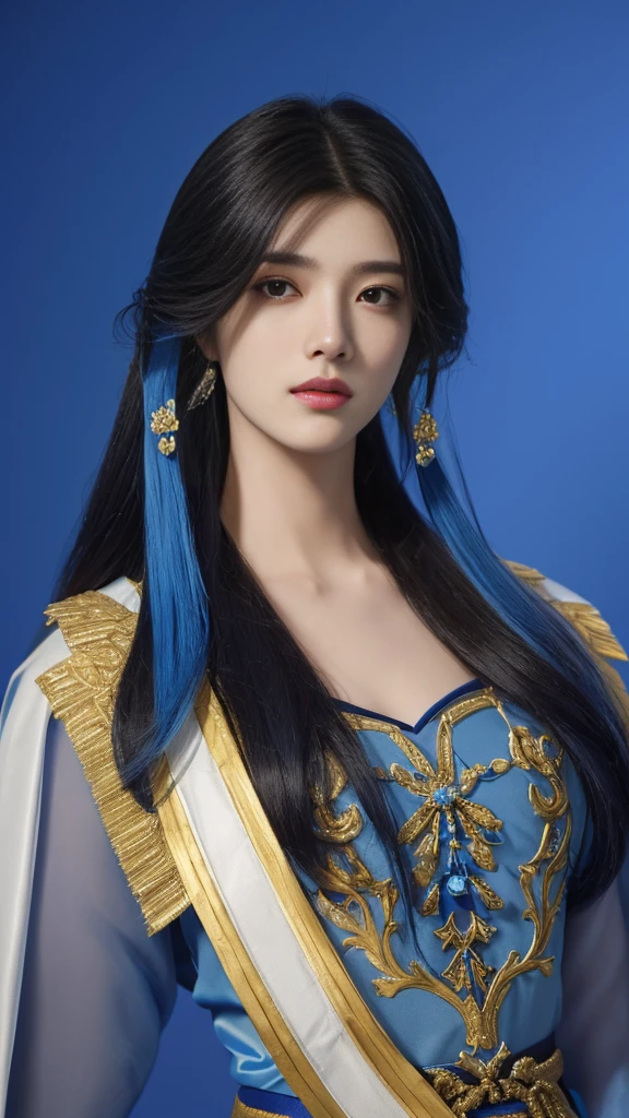 a close up of a person with long hair and a blue outfit, sylas, heise jinyao, handsome prince of persia, beautiful androgynous prince, keqing from genshin impact, zhongli from genshin impact, handsome prince, casimir art, artgrem, ! dream artgerm, zhao yun, zenra taliyah