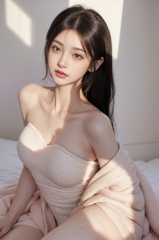 (high details:1.4)、(surrealism:1.4)、(soft lighting:1.05)、32,000、1 woman、realistic lighting、face lighting、ray tracing、(brightened light:1.2)、(improve quality:1.4)、(Realistic textured skin of the highest quality:1.4)、original photo, lifelike, full body woman love, bed, soggy, big bust, stylish hairstyle, pale skin, black eye, pink lips, (Beloved), (:1.1), ~Through, detailed background, detailed face, delicate eyes, good hair, Anatomically correct body, elastic skin, make up, masterpiece