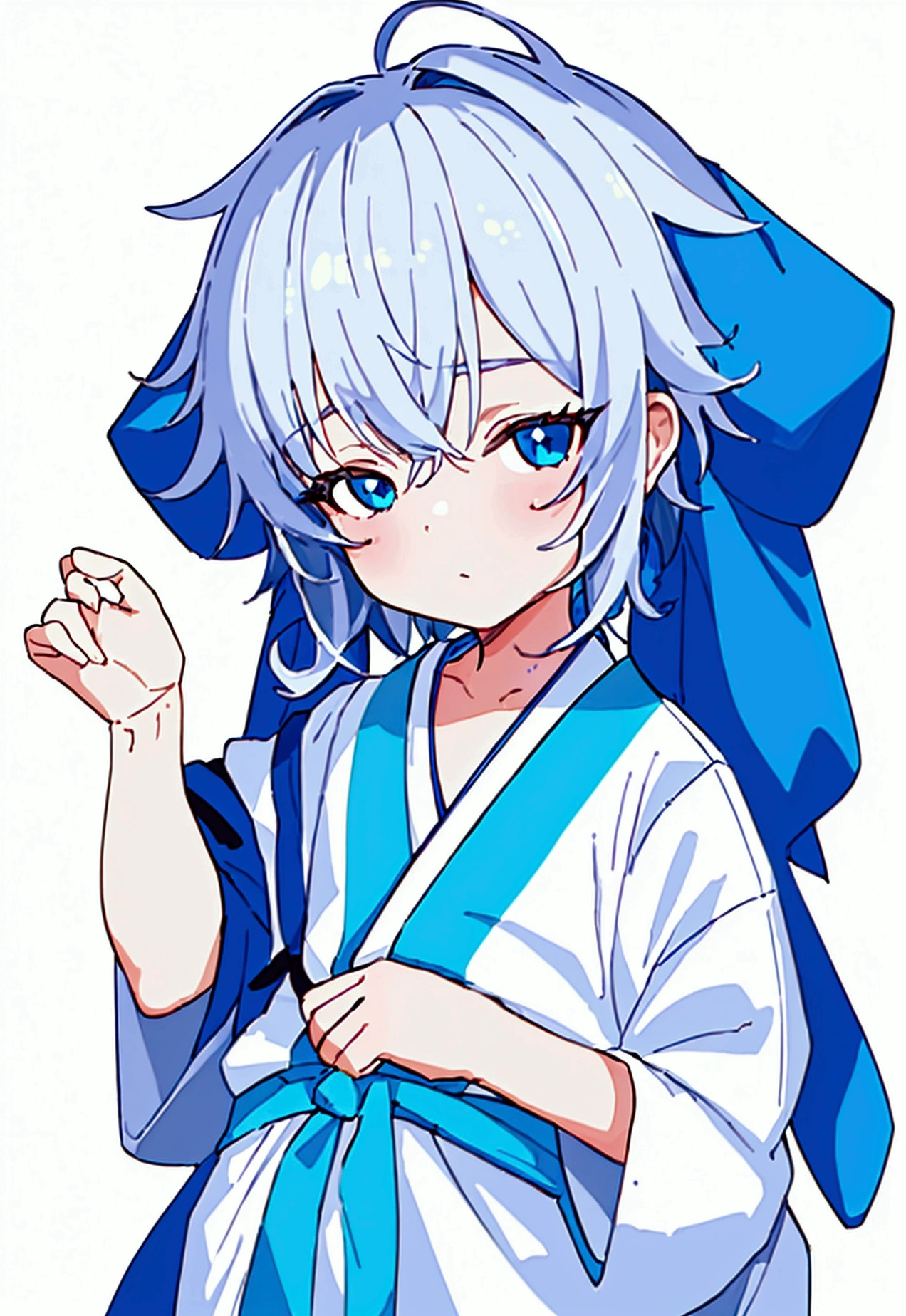 [(white background:1.5),::5], ((((masterpiece)))), High quality, very_High_solve, large in size_File size, full color, ((())), 13 years oue hair, vivid colors, light blue eyes, civilian clothes white, japanese cartoon movies,