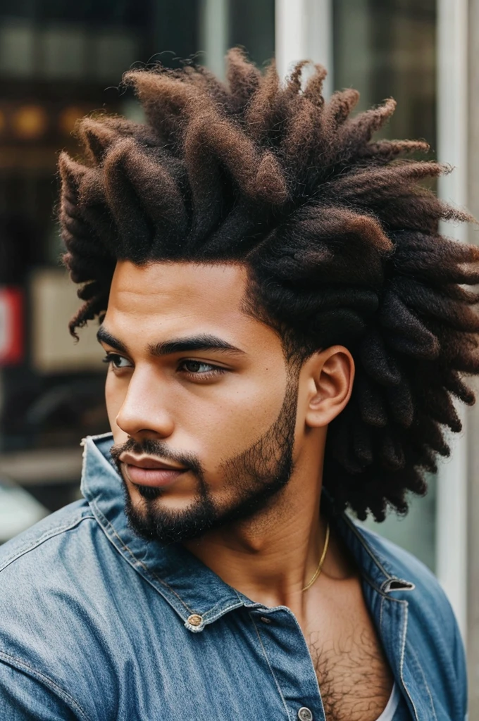 Man with thick afro hair undercut