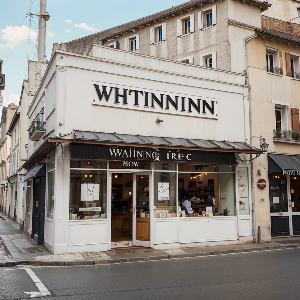 ILLUSTRATION OF A FRENCH RESTAURANT SIGN" WHITENING". SIGN IN FRENCH STYLE.