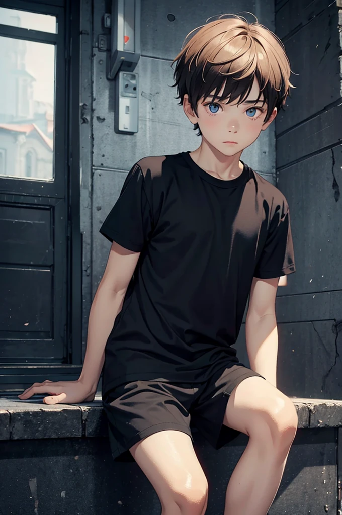 Russian boy wearing black t shirt