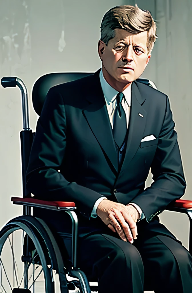 John Fitzgerald Kennedy very old in a wheelchair