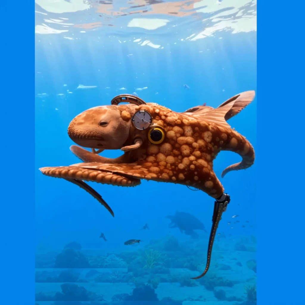 there is a Polvo that is swimming in the water, an elephant Polvo chimera, Polvo, super nova Polvo, Polvo wrestling with a sphere, giant Polvo, Polvo tentacles, cefalópodes, anthropomorphic Polvo, Polvo silhouette at depth, robotic Polvo, Polvo face, half Polvo, lula borboleta, an Polvo'garden, Polvo cat