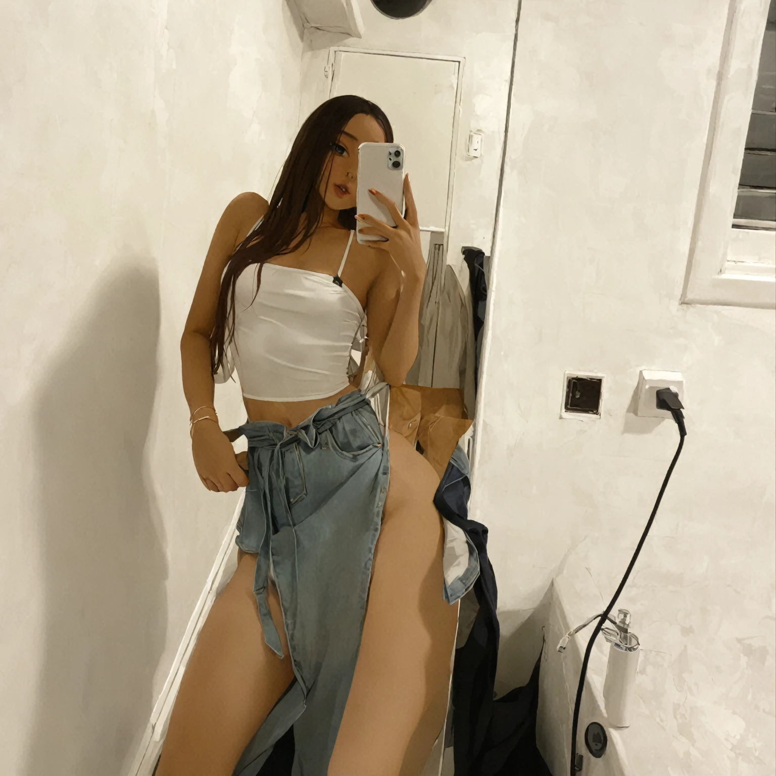 Sexy young girl, sexy body, big , long hair, sexy pose, skinny, white colored skin, no phone