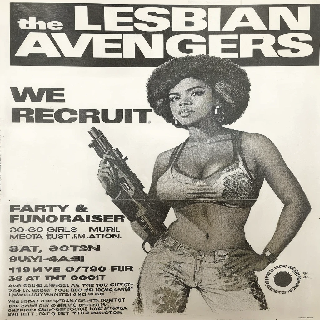 a close up of a poster with a woman holding a gun, 70s photo, 7 0 s photo, 1 9 7 0 s poster, retro ad, 70s poster, 1970s photo, 1 9 7 0 s photo, artist unknown, afroamerican, by Edward Avedisian, rave poster, from the 7 0 s