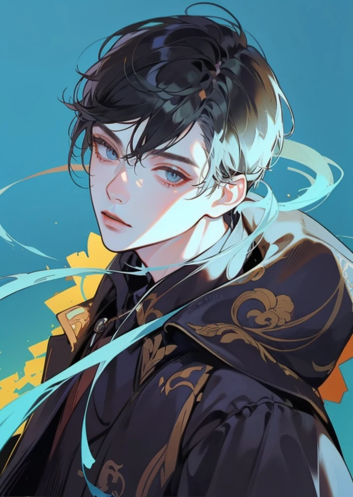 (((1boy))), serious, earphone, ((toned)), male focus, Masterpiece artwork, high qualiy, (Masterpiece artwork:1.2), (best qualityer:1.2), shining skin, realisitic, ornate, intricate, earphone, ((black hair)), (hair on face), bangss, hair between the eyes, chic, looking at the viewer dynamic pose, (shadows cast over the face:1.3), dark bedroom, shadow room, sexly, (sitting), Chinese traditional ink painting