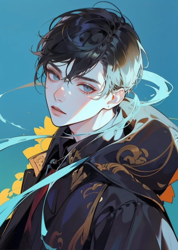 (((1boy))), serious, earphone, ((toned)), male focus, Masterpiece artwork, high qualiy, (Masterpiece artwork:1.2), (best qualityer:1.2), shining skin, realisitic, ornate, intricate, earphone, ((black hair)), (hair on face), bangss, hair between the eyes, chic, looking at the viewer dynamic pose, (shadows cast over the face:1.3), dark bedroom, shadow room, sexly, (sitting), Chinese traditional ink painting