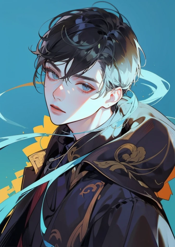 (((1boy))), serious, earphone, ((toned)), male focus, Masterpiece artwork, high qualiy, (Masterpiece artwork:1.2), (best qualityer:1.2), shining skin, realisitic, ornate, intricate, earphone, ((black hair)), (hair on face), bangss, hair between the eyes, chic, looking at the viewer dynamic pose, (shadows cast over the face:1.3), dark bedroom, shadow room, sexly, (sitting), Chinese traditional ink painting