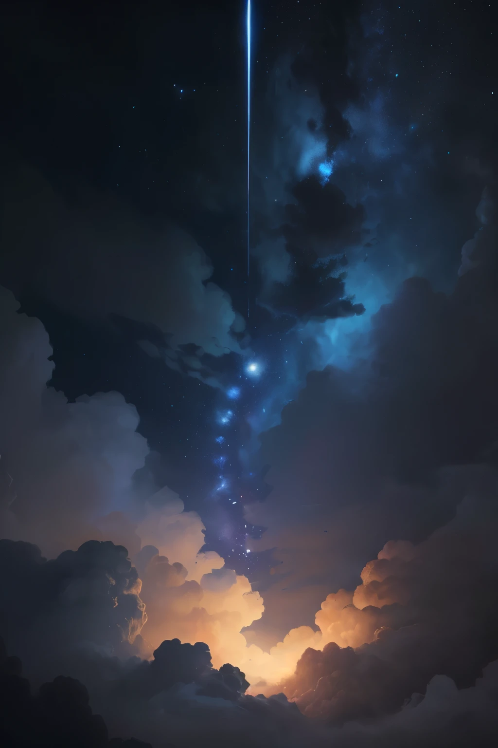 ((best quality)), ((masterpiece)), (detailed) , A digital illustration of sky wat night with a dark blue and black background