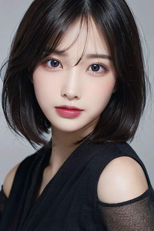 super high quarity,Beautiful eyes,Dark Eyes,beautiful facial contours,very short blackhair