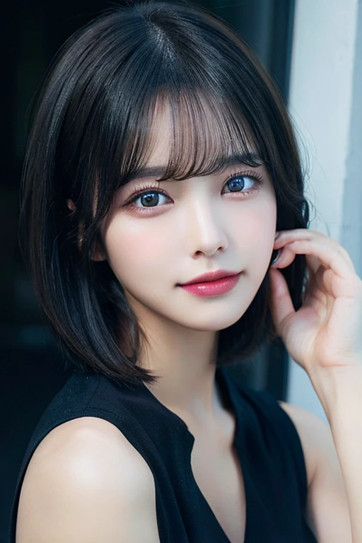 super high quarity,Beautiful eyes,Dark Eyes,beautiful facial contours,very short blackhair
