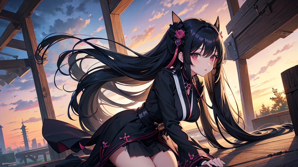 anime girl with long black hair, anime girl wearing a japanese black dress, goth girl, female anime character, noire, inspired by Jin Homura, noire photo, style of madhouse anime, gothic maiden anime girl,