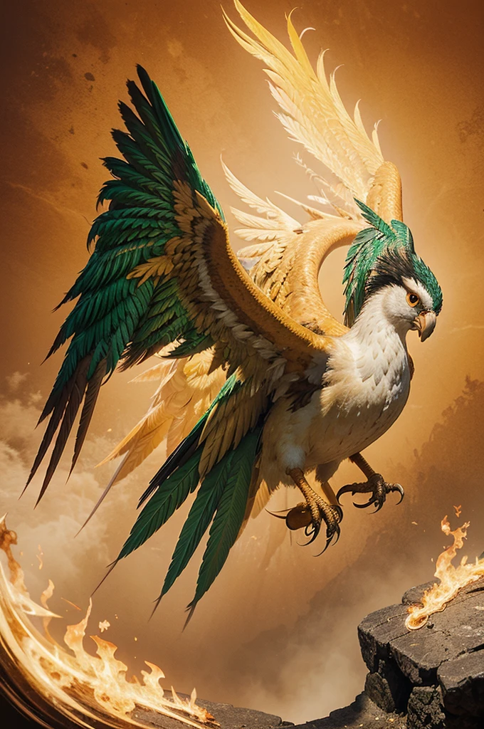 MYTHOLOGICAL BIRD " PHOENIX" IN BRIGHT FEEDING, LIVE VIEW.