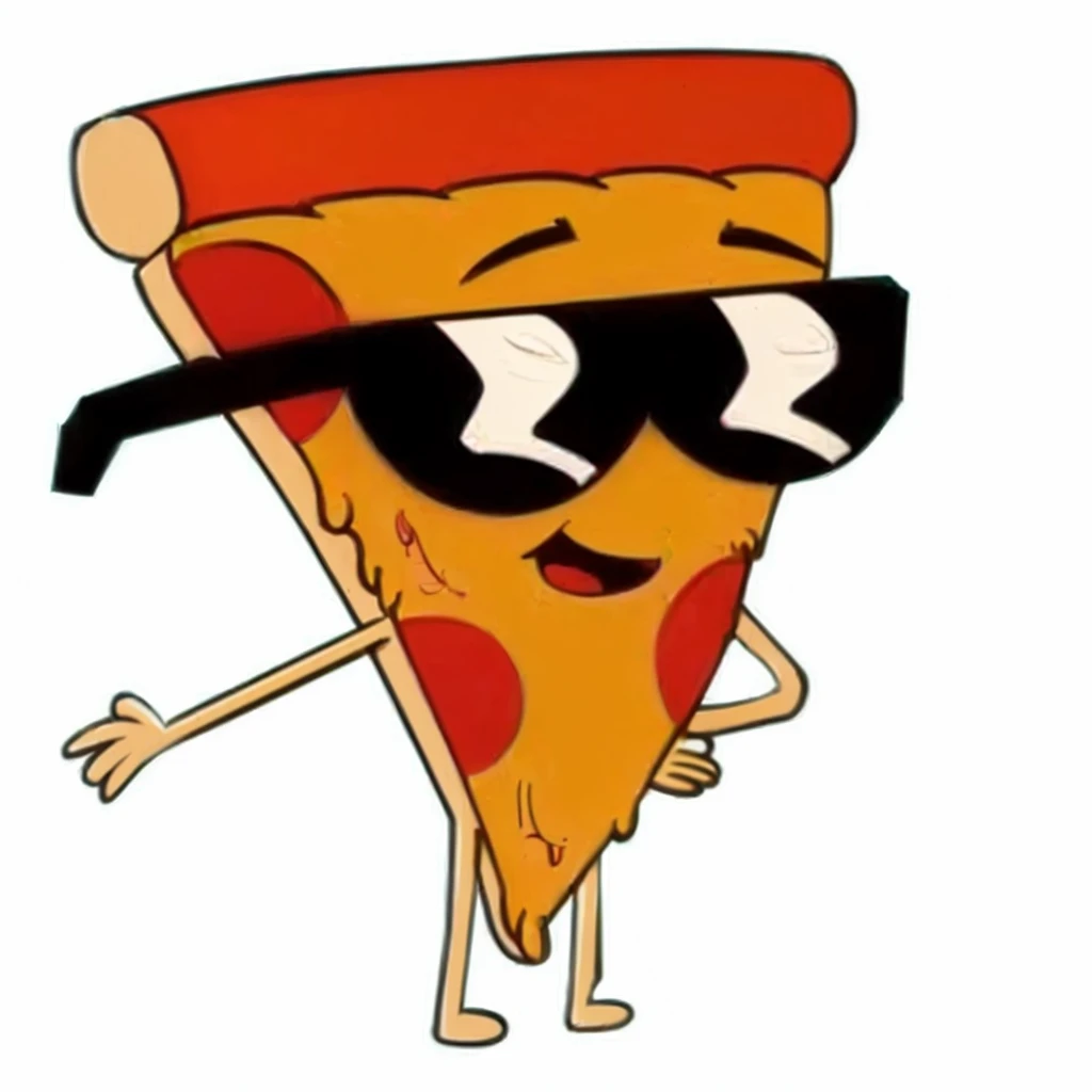 cartoon pizza with sunglasses and a funny face, a cartoon by Robert Richenburg, reddit, pop art