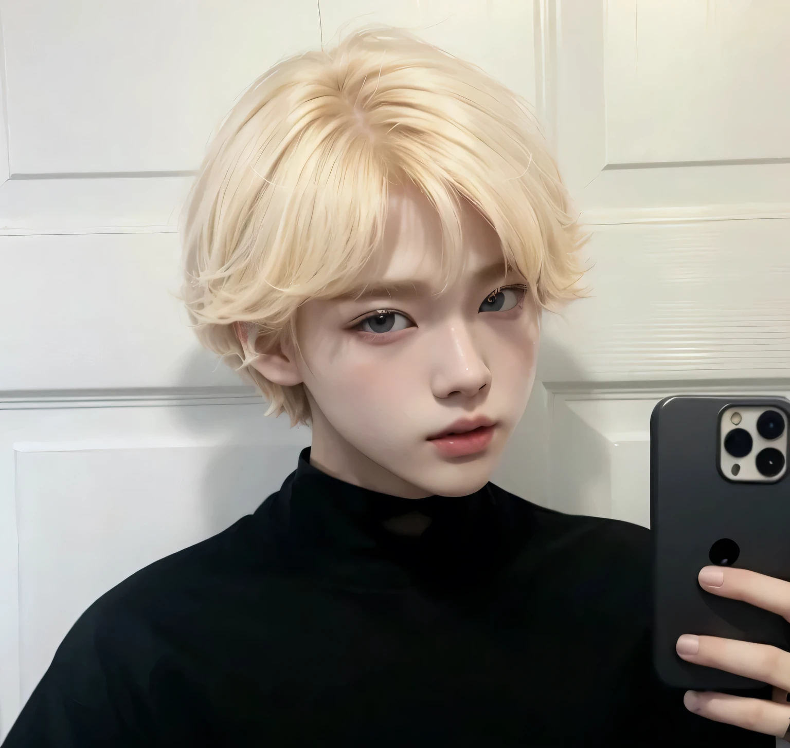 Arafa woman with blonde hair sitting at a table, jung jaehyun, adorable and pale korean face, ulzzang inteligente, Kim Doyoung, with short hair, jossi do blackpink, Hong Jun Hyung, Tae June Kim, ulzzang, the hime cut, Jaeyeon Nam, xqc, park jimin, short platinum hair tomboy