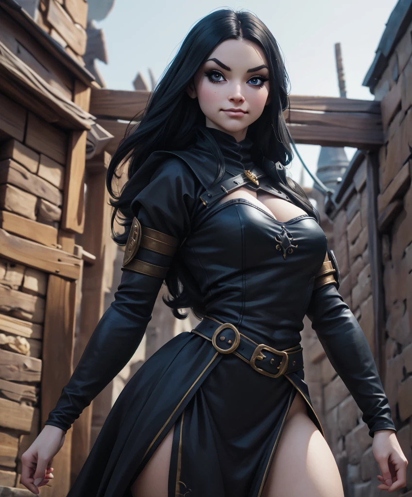 score_9, score_8_up, score_8, (((Single character image.))) (((1girl))) (((Solo))) (((Dressed in medieval fantasy attire.))) (((She wears medieval fantasy attire.))) Generate an attractive, sexy female adventurer for a fantasy setting. (((Sinister and seductive smirk,))) Design a human female character for a dark fantasy setting. Upper body only. Looks like a dangerous miscreant. Young, attractive and dangerous. Background is an eerie dungeon. best quality:1.0,hyperealistic:1.0,photorealistic:1.0,madly detailed CG unity 8k wallpaper:1.0,masterpiece:1.3,madly detailed photo:1.2, hyper-realistic lifelike texture:1.4, picture-perfect:1.0,8k, HQ,best quality:1.0,
