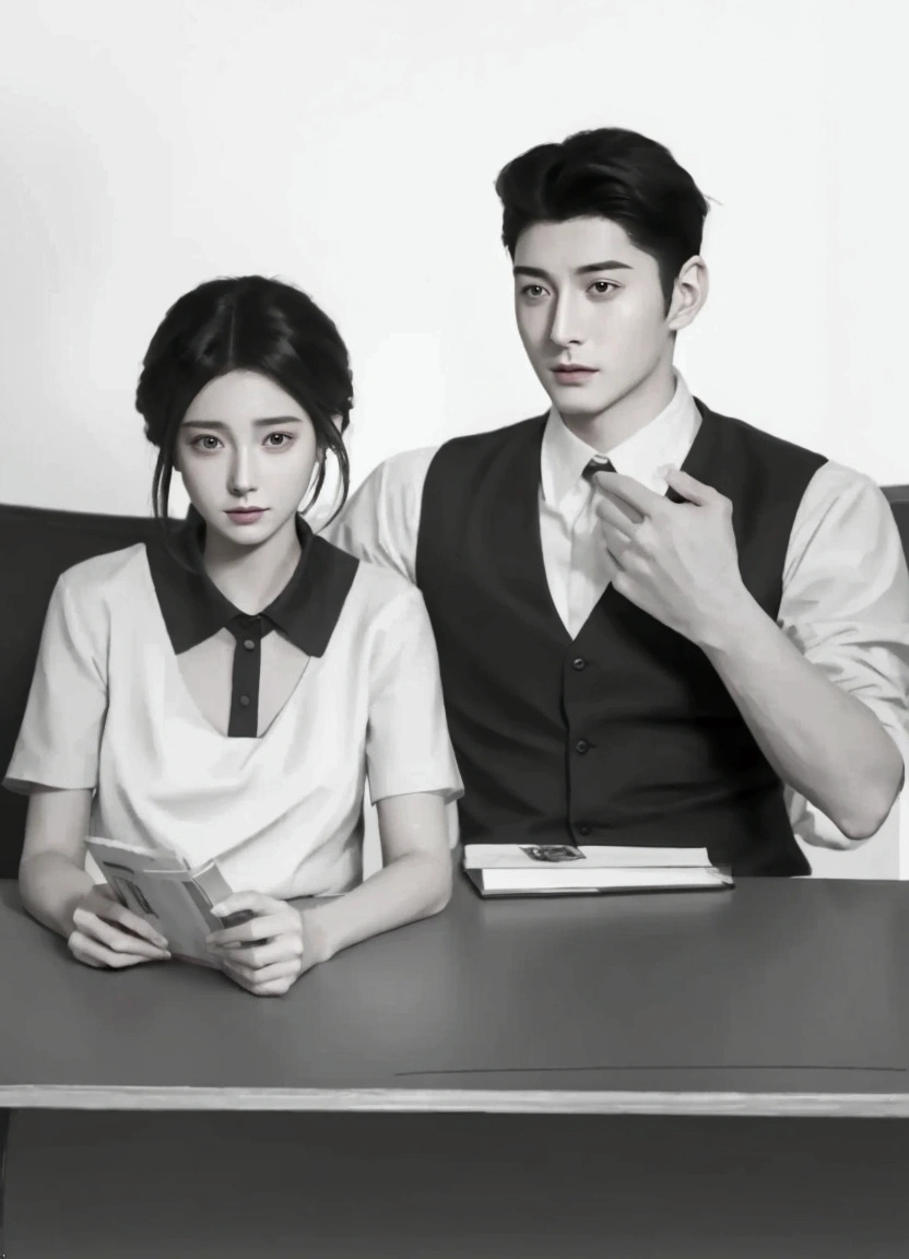 There was a man and a woman sitting at a table with books., Realistic art style, Artwork in the style of gouache, Inspired by Sim Sa Jung, High quality fan art, Realistic anime style, Realistic picture, Style in digital painting, digital sketch, [ digital art ]!!, Made with Anime Painter Studio., Realistic art style, Drawing in Anime Painter Studio