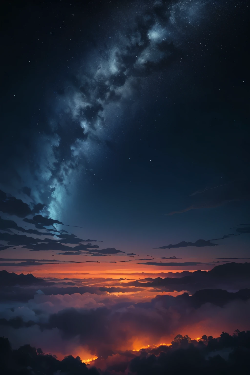 ((best quality)), ((masterpiece)), (detailed) , A digital illustration of sky at night with a dark blue and black background