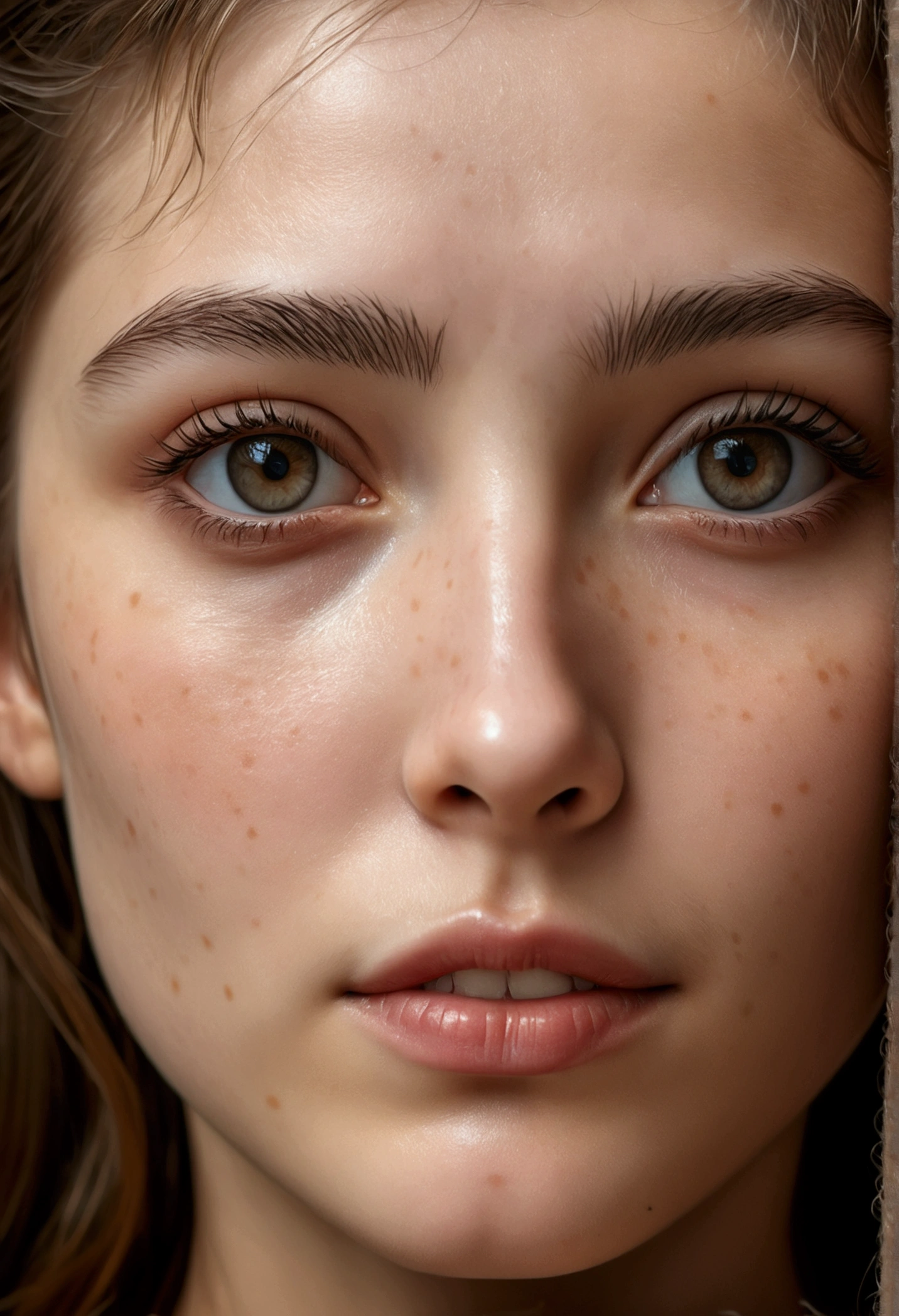 8k, Highest quality, masterpiece, Ultra-high resolution, (realism: 1.4), Original photo, (Realistic skin texture: 1.3), (Film Grain: 1.3), (Selfie angle), 1 girl, Beautiful eyes and facial details, masterpiece, Highest quality, close, Upper Body, Looking at the audience