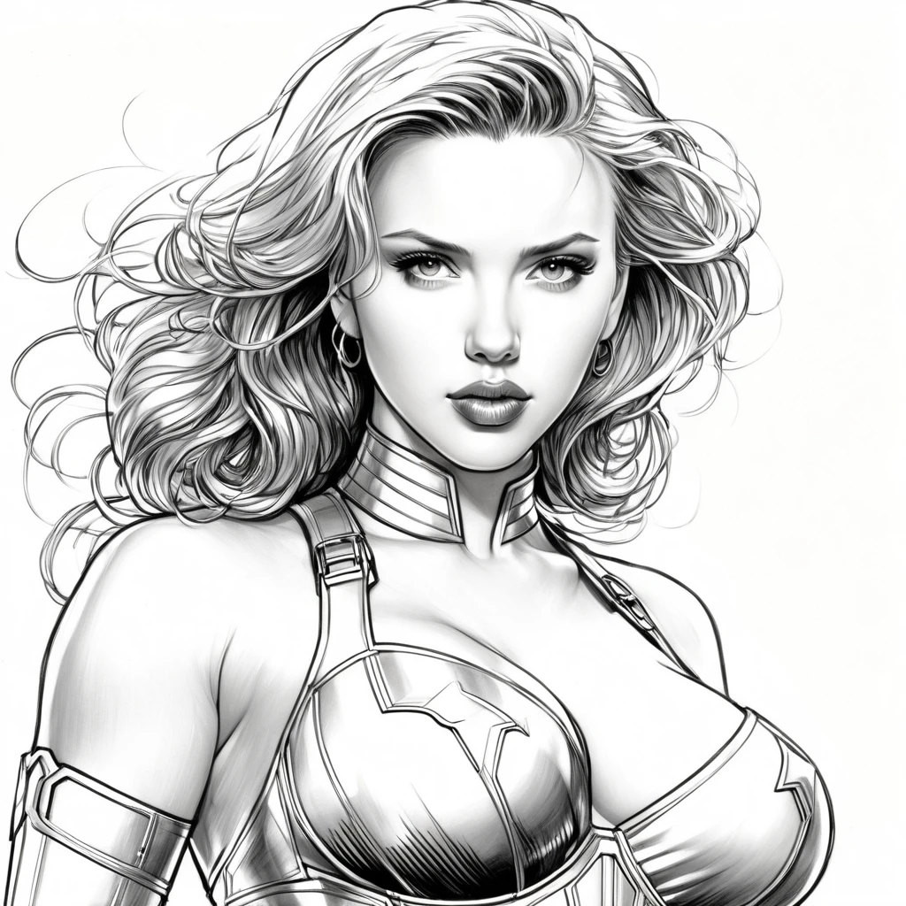 art style drawing, Jim Lee art style, Scarlett Johansson