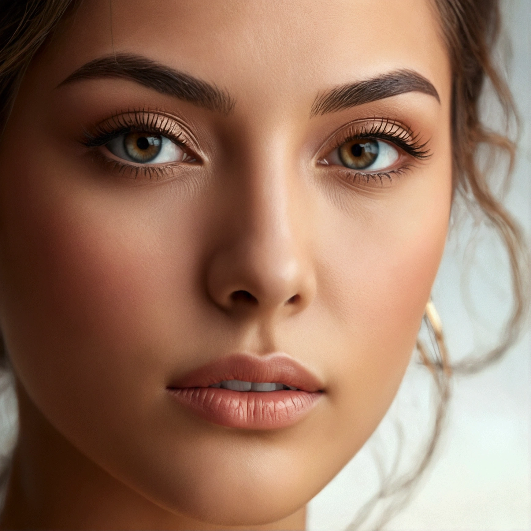 ultra-detailed close-up most beautiful woman face in the world, masterpiece, UHD, intricate details, photography, realistic render, cinematic lighting, cinematic bloom