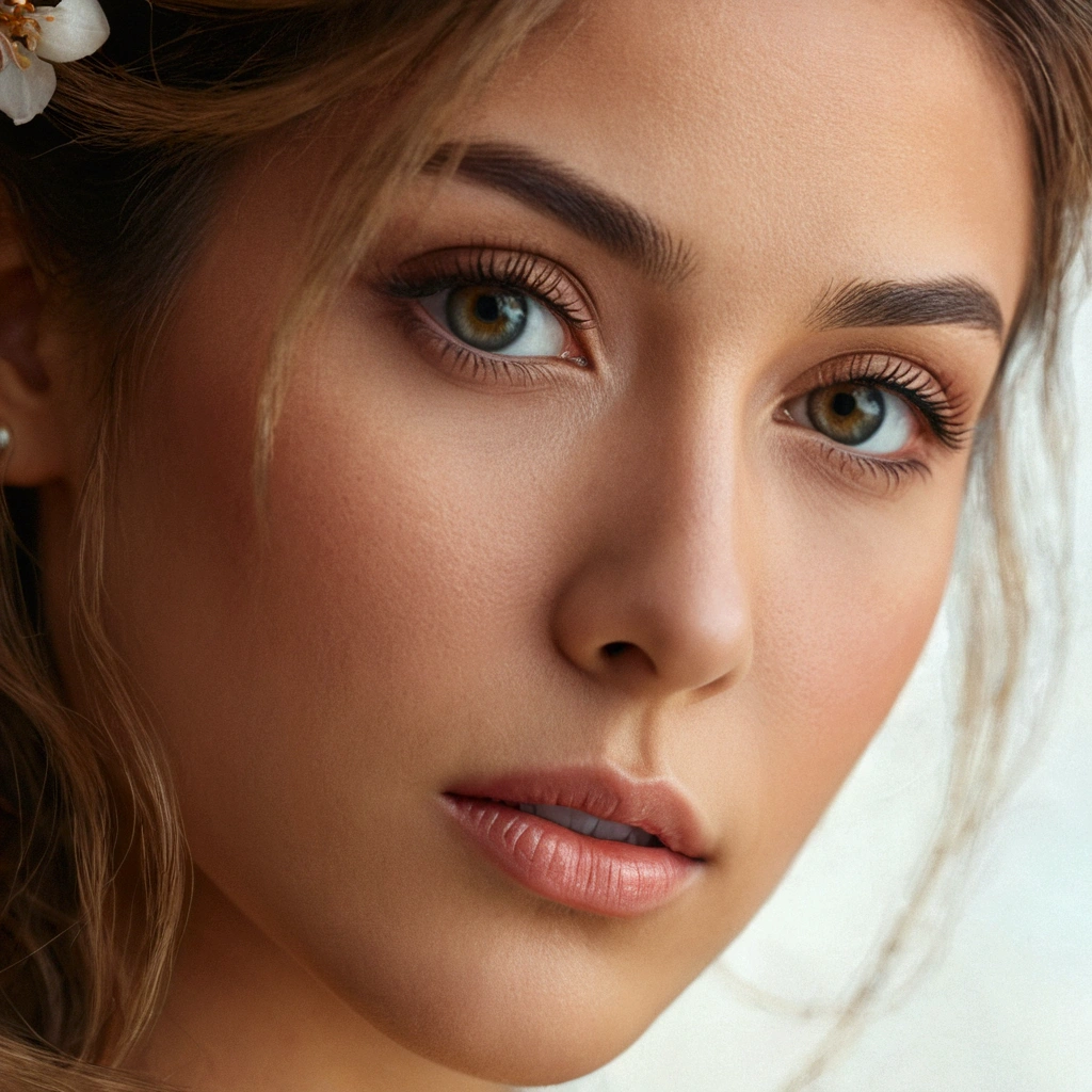 ultra-detailed close-up most beautiful woman face in the world, masterpiece, UHD, intricate details, photography, realistic render, cinematic lighting, cinematic bloom