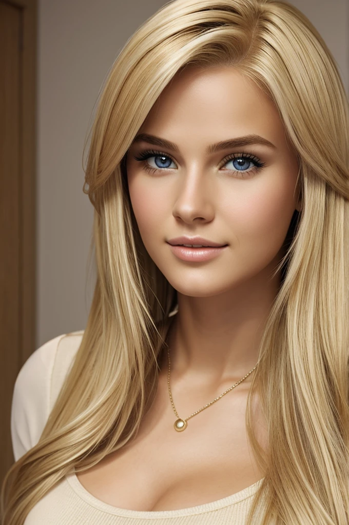 Create a realistic 20 year old blonde woman