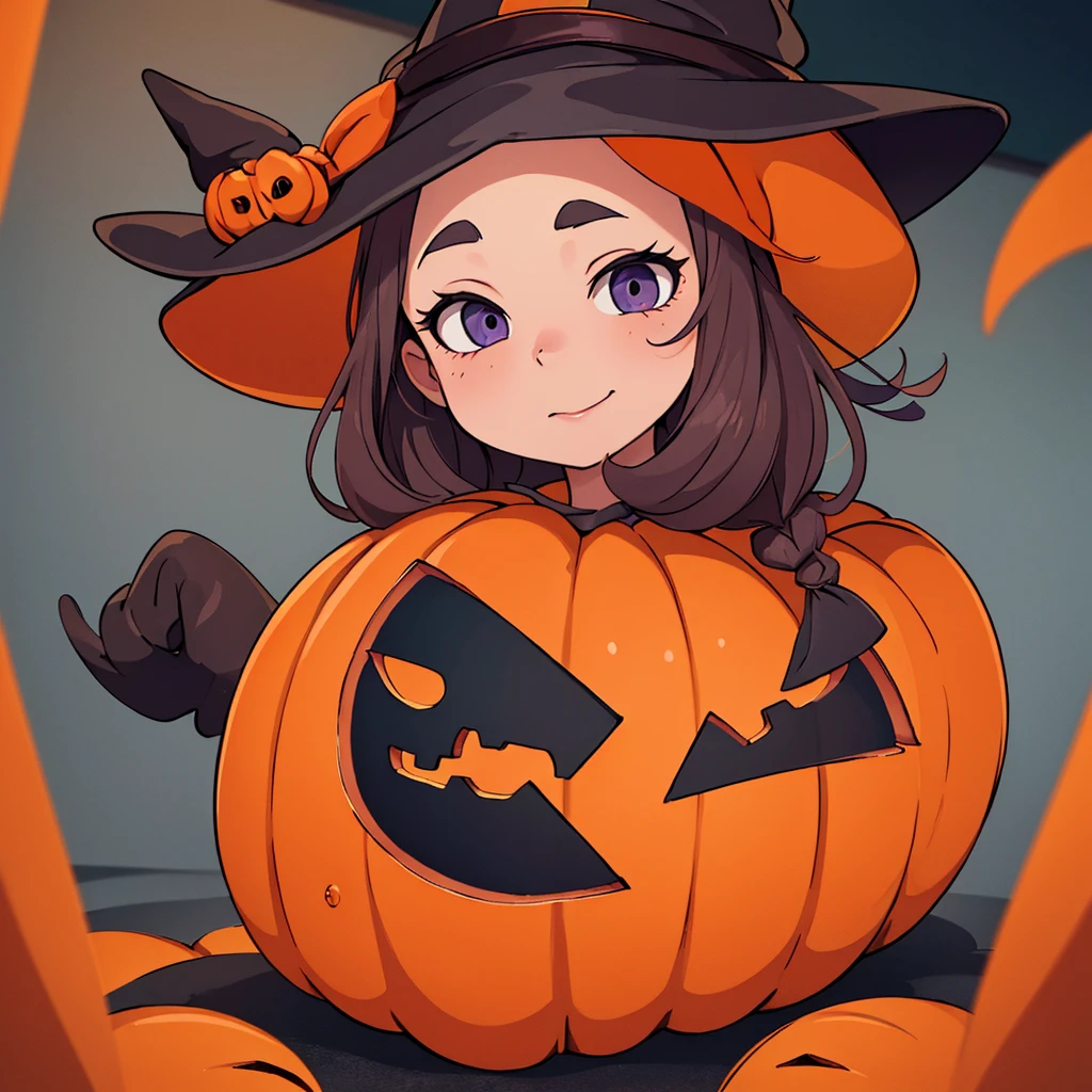 ((masterpiece,Highest quality)), Absurd,
No humans, pumpkin, Halloween, Witch Hat,
alone, View your viewers,
Structure of the film,