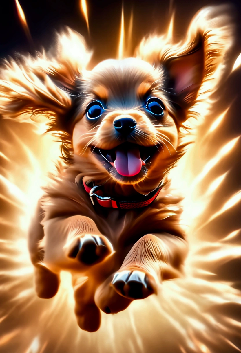 (Flying Puppy), motion blur, a paradise on the clouds, with slides, swings and various toys. It played happily and enjoyed endless happy time, with the clouds and the paradise in the background, full body, award-winning, cinematic still, emotional, vignette, dynamic, vivid, (masterpiece, best quality, Professional, perfect composition, very aesthetic, absurdres, ultra-detailed, intricate details:1.3)​