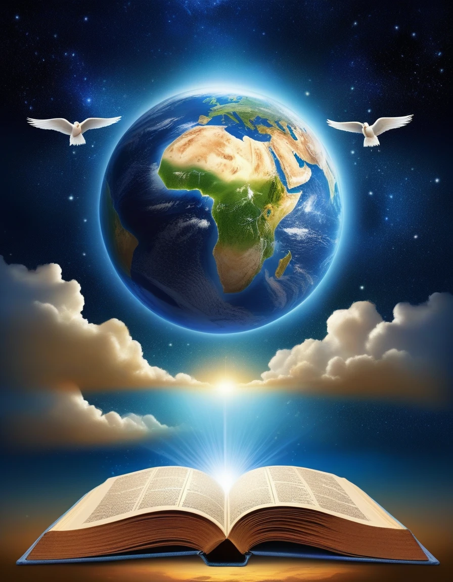 1. The Creation of the World (Genesis 1-2)
In the beginning, God created the heavens and the earth. The earth was formless and empty, and there was darkness on the face of the deep. Then, a point of light appeared in the middle of the darkness, gradually growing until it illuminates the entire cosmos.
God said: "Let There Be Light!" and there was light. The light separated from the darkness, and God saw that the light was good. God called the light day and darkness night. that was the first day.
In the second day, God created the firmament, separating the waters that were under the firmament from the waters that were above it. God called the firmament heaven.
On the third day, God said: "Let the waters under the heavens be gathered together in one place, and the dry part appears." Thus, the dry part appeared, and God called it earth, and the gathering together of the waters he called seas. Then, God commanded the earth to produce vegetation: plants that bear seeds and trees that bear fruit. E God saw that it was good.
On the fourth day, God created the lights in the firmament of the heavens to separate the day from the night. He made two great luminaries: the greater to rule the day and the lesser to rule the night. And he also made the stars. God saw that it was good.
On the fifth day, God said: "The waters produce swarms of living beings, and let the birds fly over the earth." Thus, God created the great sea animals and all living beings that move in the waters, according to their species, and all the birds, according to their species. E God saw that it was good. God BLESSED them, saying: "Be fertile and multiply and fill the waters of the seas, and let the birds multiply in the land."
On the sixth day, God said: "Produza a terra seres viventes according to their species: domestic animals, crawling animals and wild animals, according to their species." And so it was. Deus fez os animais selvagens according to their species, os domestic animals according to their species, e todos os animais que rastejam sobre a terra according to their species. E God saw that it was good.
Then, God said